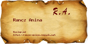 Rancz Anina névjegykártya